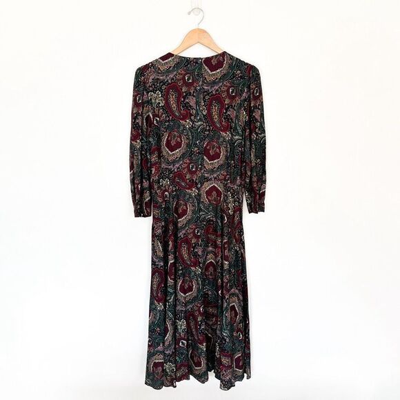 E.D Michaels Vintage Women’s Intricate Damask Dark Paisley Drop Waist Midi Dress - Picture 3 of 16